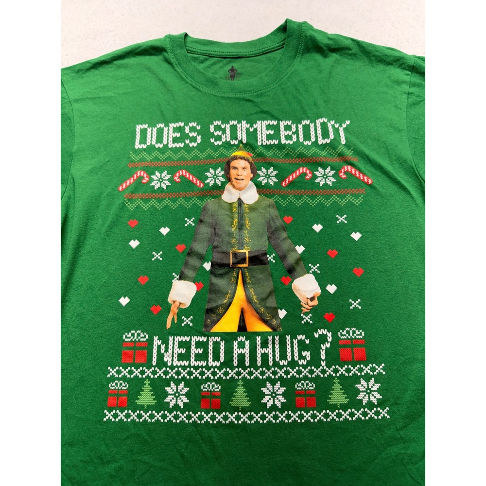 Elf Movie Buddy The Elf Does Somebody Need A Hug Green Graphic T-Shirt Mens M - Picture 4 of 6